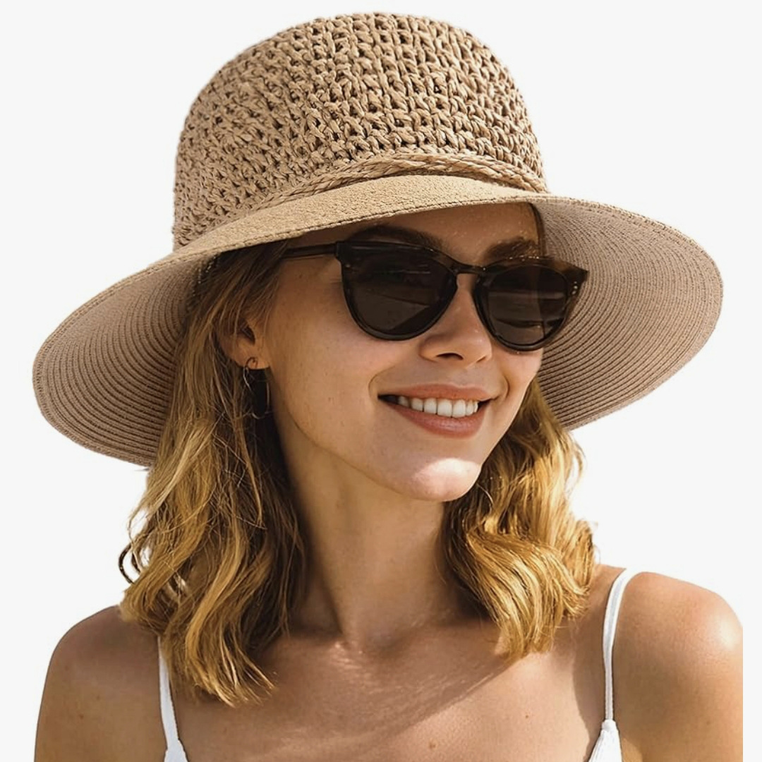 Dark Camel Sun Protection Visor Straw Hat | picture 