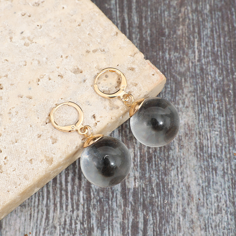 Silvery Color White Glass Detail Earrings | picture 