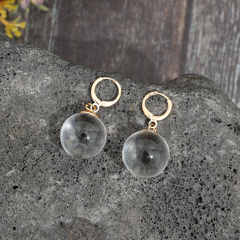 Silvery Color White Glass Detail Earrings | picture 