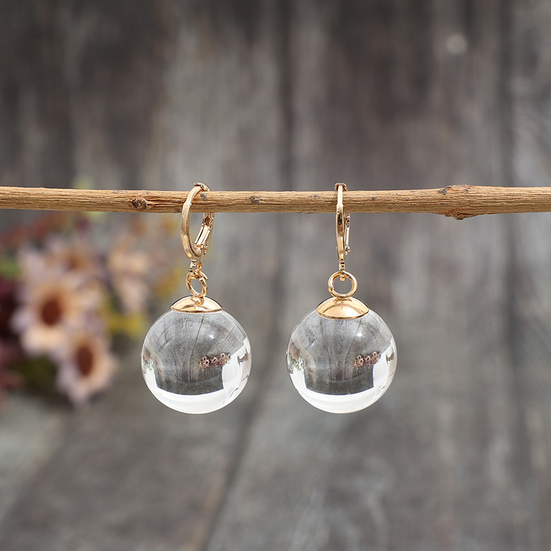 Silvery Color White Glass Detail Earrings | picture 
