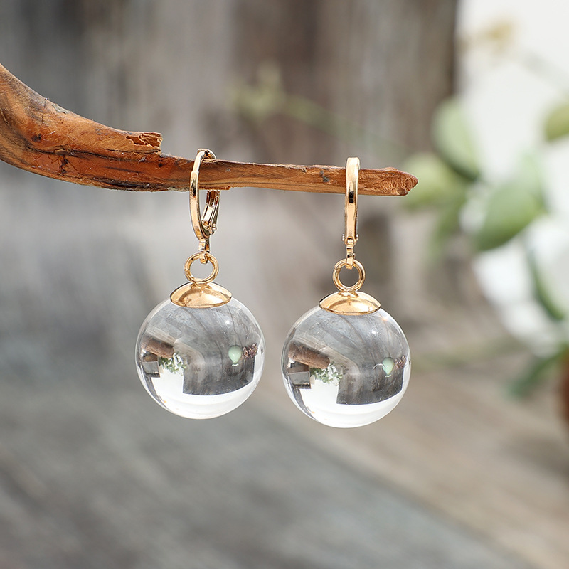 Silvery Color White Glass Detail Earrings | picture 