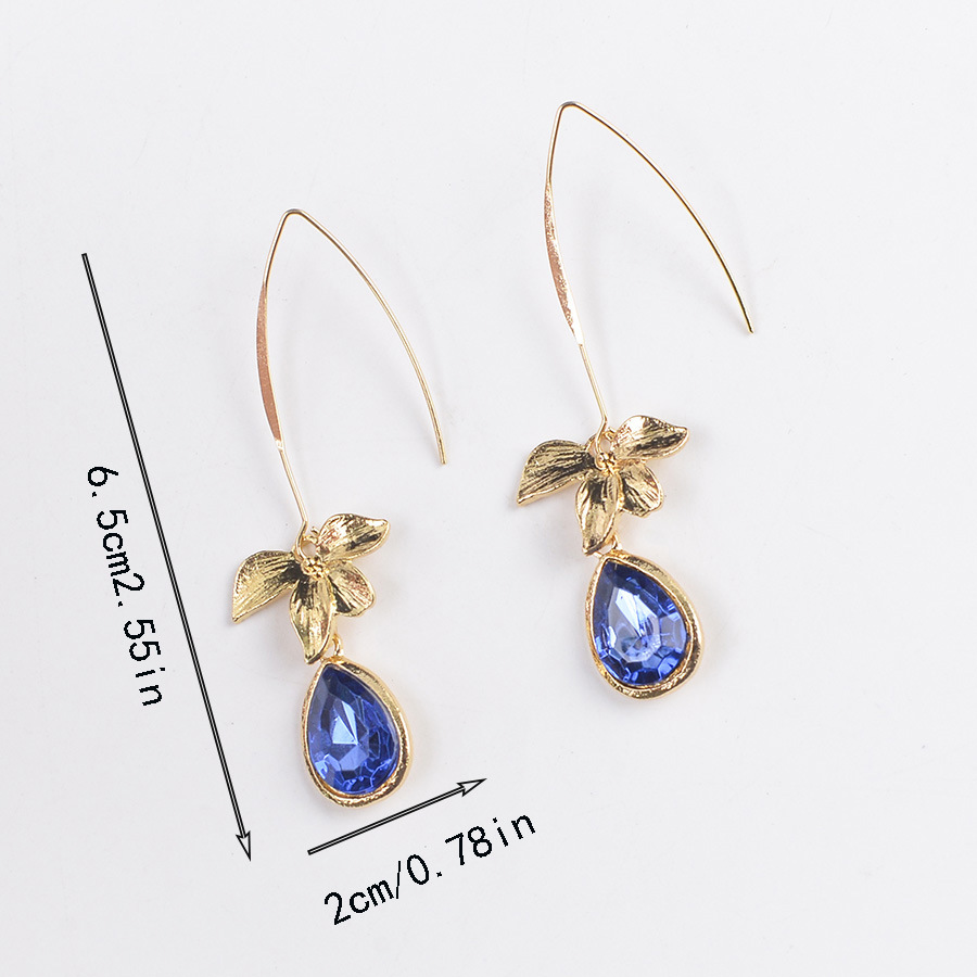 Blue Droplet Orchid Design Alloy Earrings | picture 