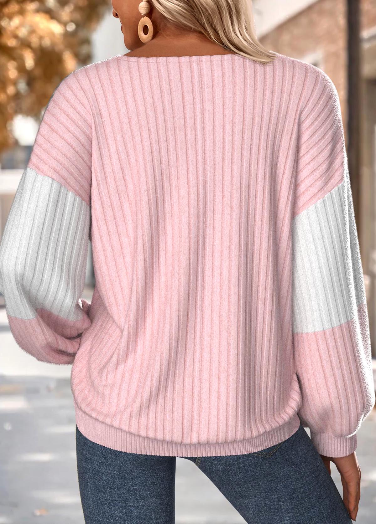 Light Pink Tummy Coverage Long Sleeve Round Neck Sweatshirt | picture 