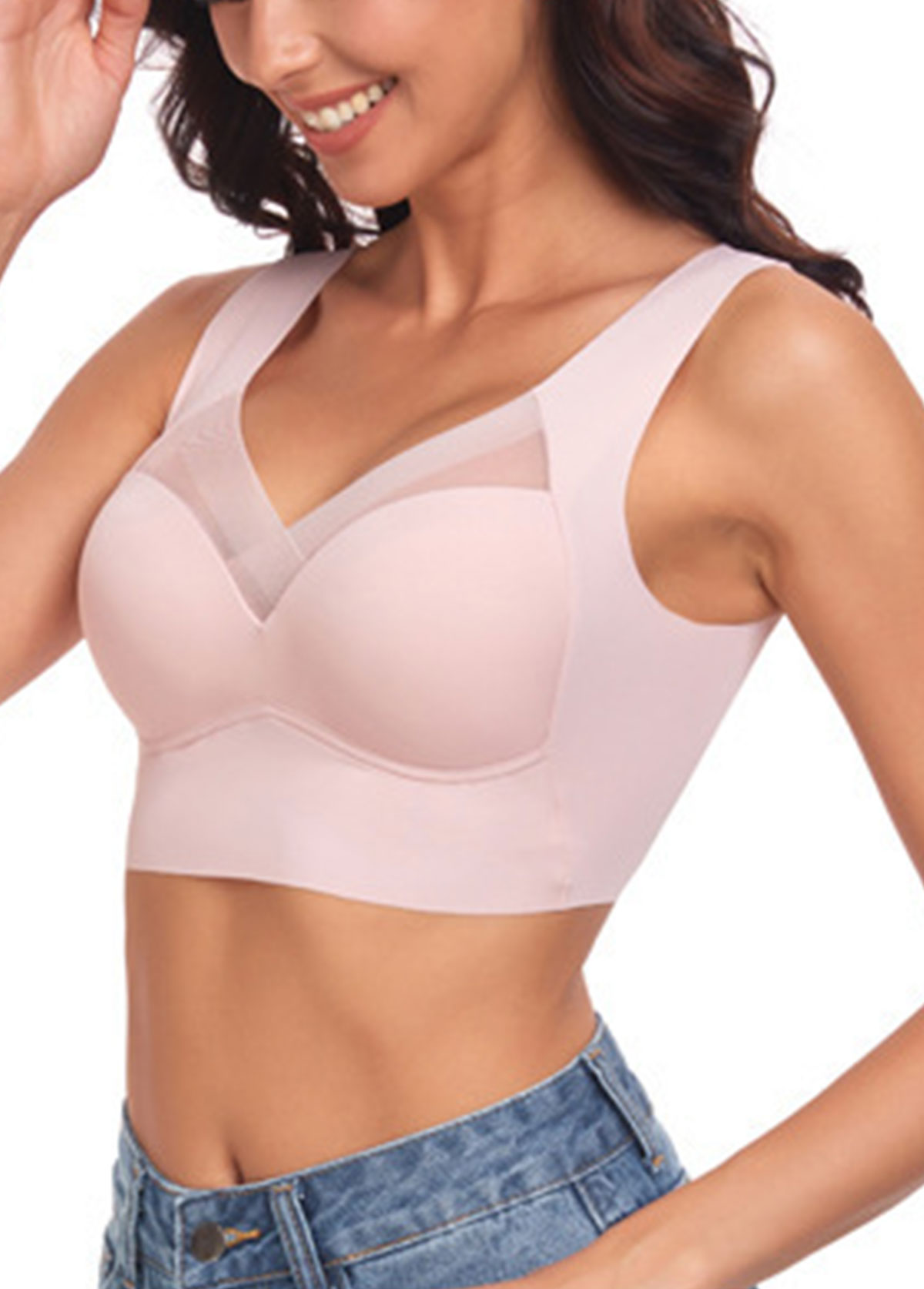 Light Pink Color V Neck Bra | picture 