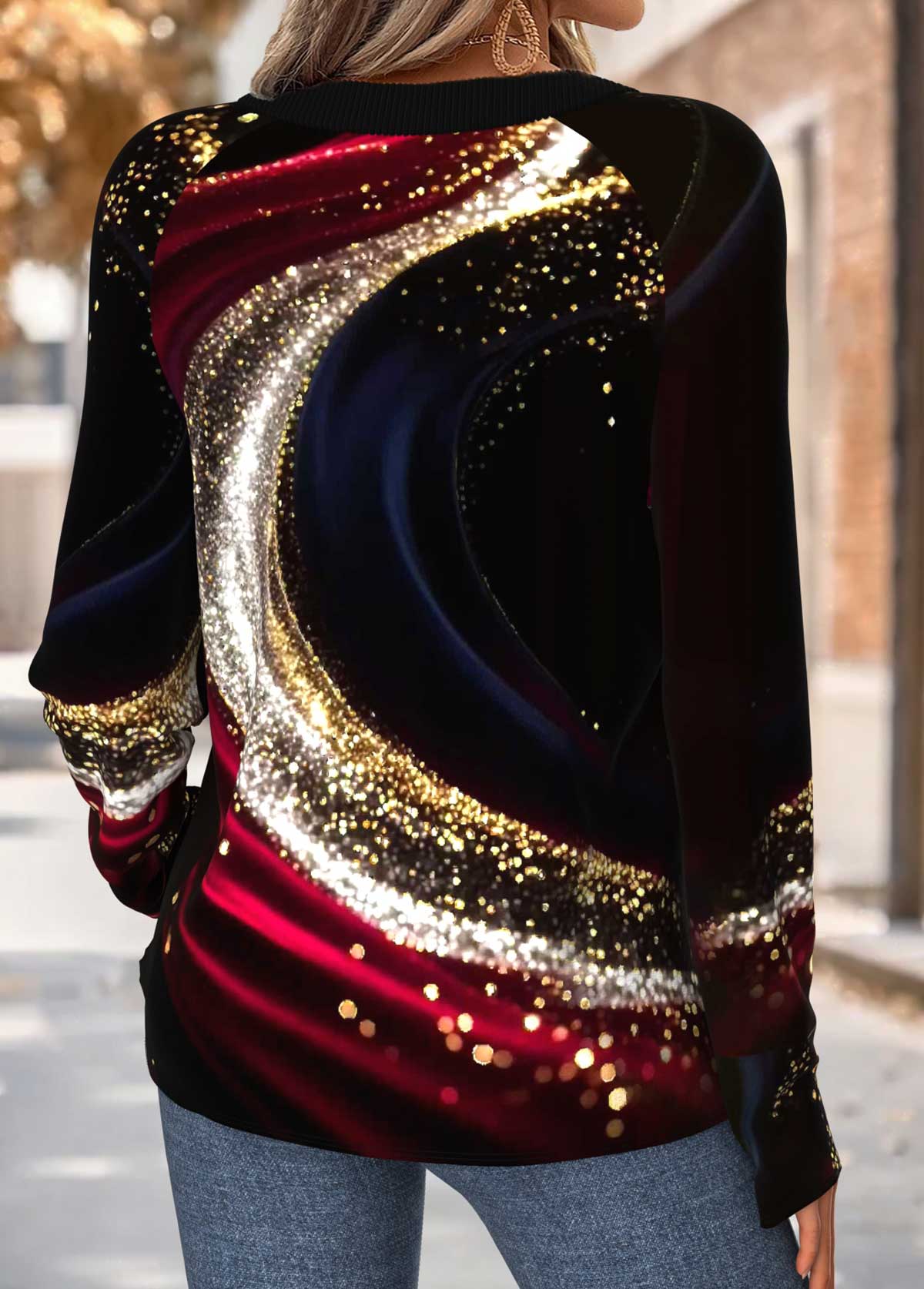 Multi Color Tummy Coverage Ombre Long Sleeve T Shirt | picture 