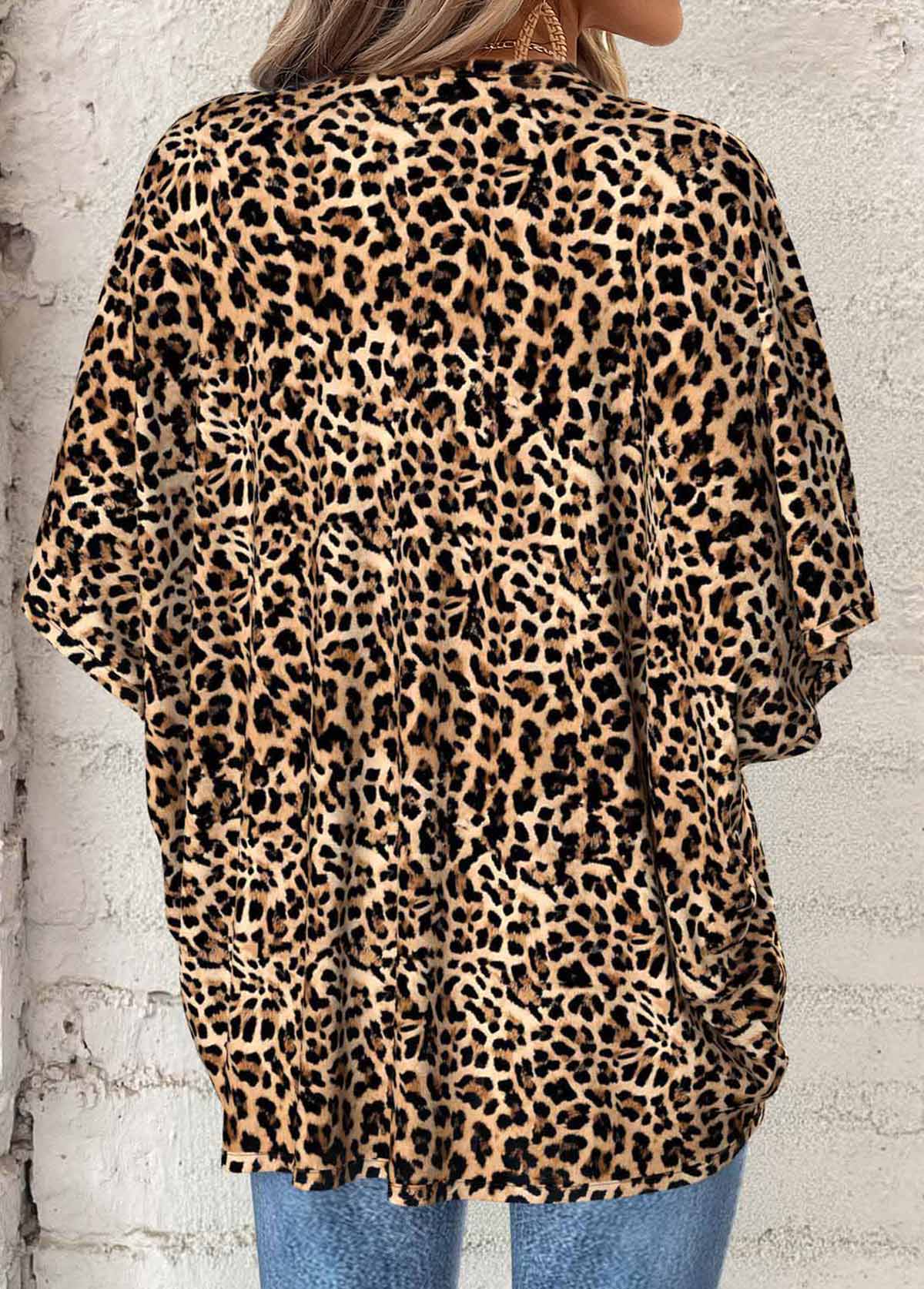 Tummy Coverage Leopard Half Sleeve Light Cardigan | picture 