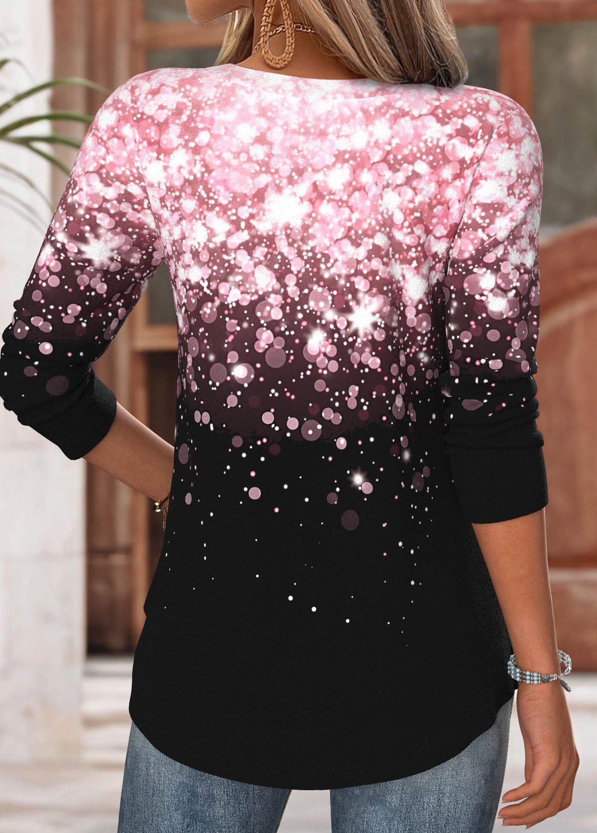 Light Pink Tummy Coverage Ombre Long Sleeve T Shirt | picture 