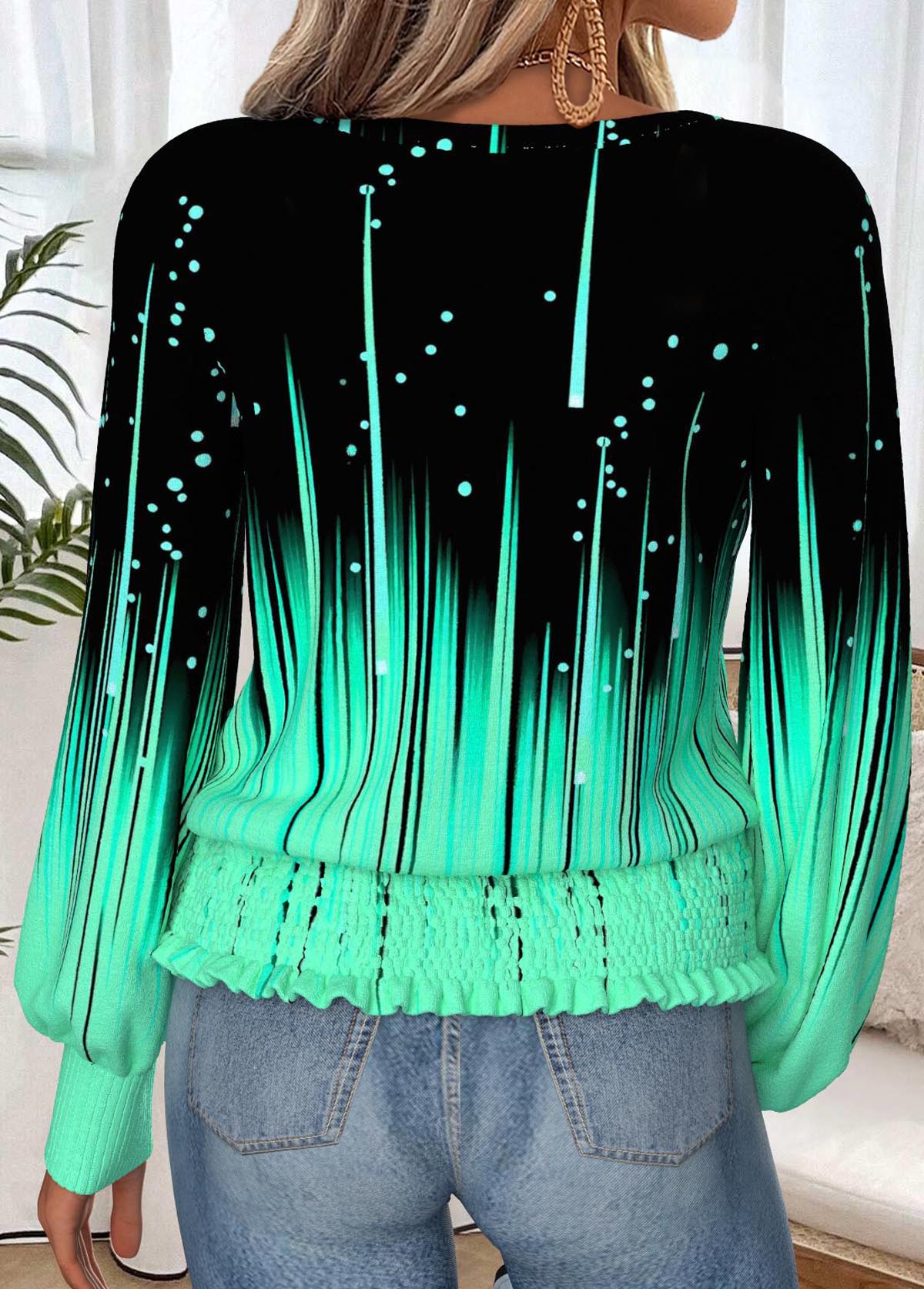 Cyan Tummy Coverage Ombre Long Sleeve T Shirt | picture 