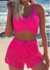Criss Cross Lace Hot Pink Bikini Set