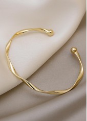 Golden Alloy Open Cuff Twisted Bangle