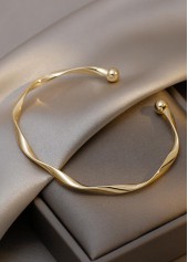 Golden Alloy Open Cuff Twisted Bangle | thumb picture 