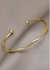 Golden Alloy Open Cuff Twisted Bangle | thumb picture 