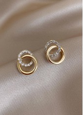Golden Round Alloy Rhinestone Double Hoop Earrings