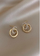Golden Round Alloy Rhinestone Double Hoop Earrings | thumb picture 