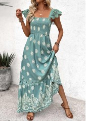 Sage Green Tummy Coverage Tribal Print Maxi Bandeau Dress | thumb picture 