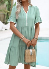 Green Tummy Coverage Short Split Neck Dress | thumb picture 