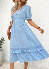 Blue Tummy Coverage Short Sleeve V Neck Dress | thumb picture 