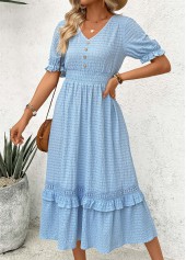 Blue Tummy Coverage Short Sleeve V Neck Dress | thumb picture 
