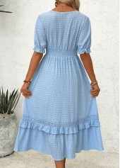 Blue Tummy Coverage Short Sleeve V Neck Dress | thumb picture 