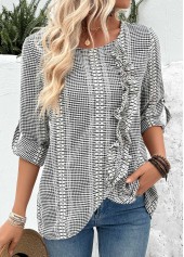 Black Tummy Coverage Long Sleeve Round Neck Blouse | thumb picture 