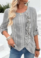 Black Tummy Coverage Long Sleeve Round Neck Blouse | thumb picture 