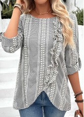 Black Tummy Coverage Long Sleeve Round Neck Blouse | thumb picture 