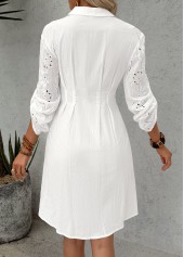 White Tummy Coverage Long Sleeve Shirt Collar Dress | thumb picture 