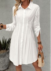 White Tummy Coverage Long Sleeve Shirt Collar Dress | thumb picture 