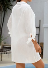 Tie Beige Turn Down Collar Button Cover Up | thumb picture 