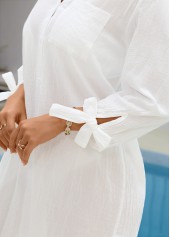 Tie Beige Turn Down Collar Button Cover Up | thumb picture 