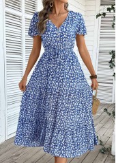 Dark Blue Tummy Coverage Ditsy Floral Print Dress | thumb picture 