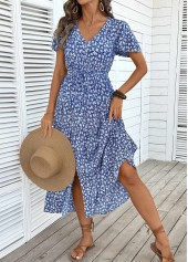 Dark Blue Tummy Coverage Ditsy Floral Print Dress | thumb picture 