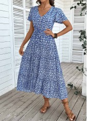 Dark Blue Tummy Coverage Ditsy Floral Print Dress | thumb picture 