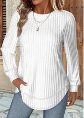 White Long Sleeve Round Neck Sweatshirt | thumb picture 
