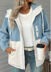 Light Blue Tummy Coverage Long Sleeve Hooded Coat | thumb picture 
