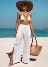 Wide Waistband White Split Cover Up