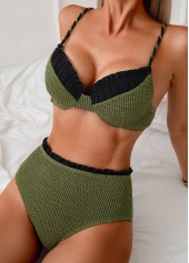 Pull On Mid Waisted Blue Bikini Set