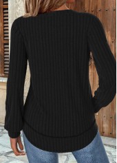 Black Long Sleeve Round Neck Sweatshirt | thumb picture 