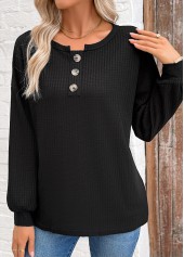 Black Tummy Coverage Long Sleeve Round Neck Sweatshirt | thumb picture 