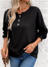 Black Tummy Coverage Long Sleeve Round Neck Sweatshirt | thumb picture 