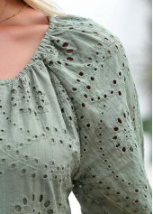 Sage Green Tummy Coverage 3/4 Sleeve Round Neck Dress | thumb picture 