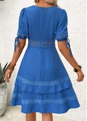 Denim Blue Tummy Coverage Half Sleeve V Neck Dress | thumb picture 