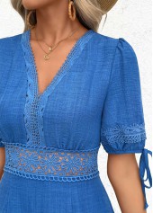 Denim Blue Tummy Coverage Half Sleeve V Neck Dress | thumb picture 