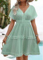 Light Green Tummy Coverage Short Sleeve V Neck Dress | thumb picture 