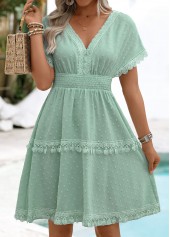 Light Green Tummy Coverage Short Sleeve V Neck Dress | thumb picture 