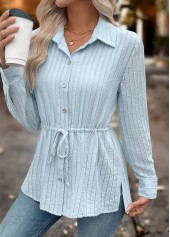 Light Blue Tummy Coverage Long Sleeve Shirt | thumb picture 