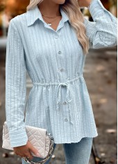 Light Blue Tummy Coverage Long Sleeve Shirt | thumb picture 