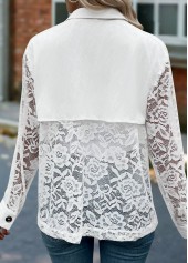 Beige Tummy Coverage Long Sleeve Turn Down Collar Shacket | thumb picture 