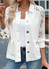 Beige Tummy Coverage Long Sleeve Turn Down Collar Shacket