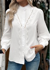 Raw White Tummy Coverage Long Sleeve Stand Collar Blouse | thumb picture 